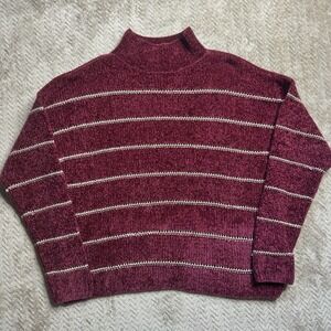Rachel Zoe Women's XL Red Gold Detailing Knit Sweater Casual Comfy High Neck